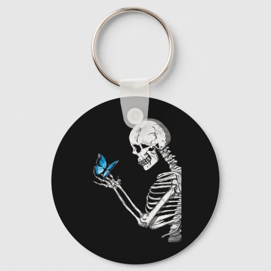 Schedel Skelet Retro Halloween Sleutelhanger (Voorkant)