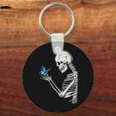 Schedel Skelet Retro Halloween Sleutelhanger (Voorkant)