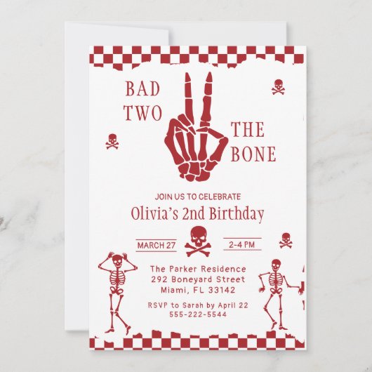 Schedel Skelet Rot tot op het Bot 2de Verjaardag Kaart (Voorkant)