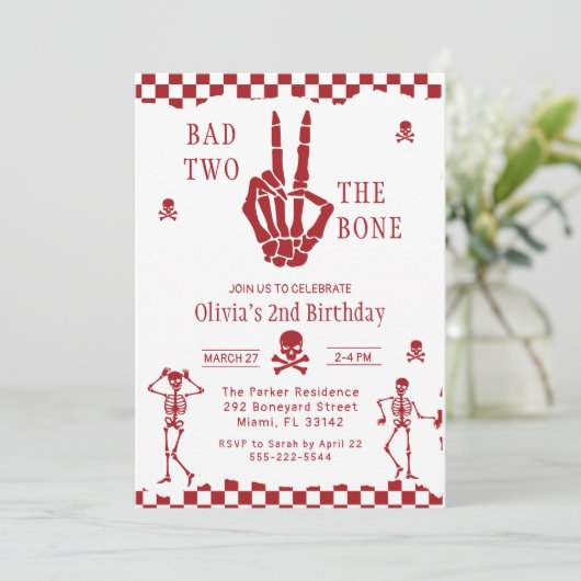 Schedel Skelet Rot tot op het Bot 2de Verjaardag Kaart (Staand voorkant)