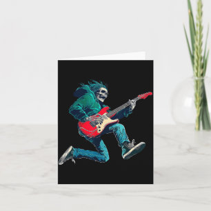 Schedel Skelet Speelt Gitaar Ster Rock Roll Muziek Kaart