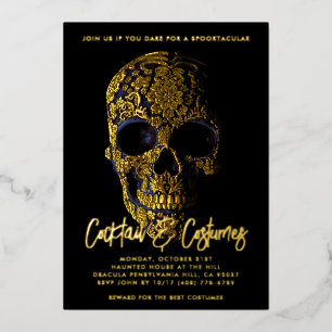 Schedel Skull Goud Dia De Los Muertos Halloween Folie Uitnodiging