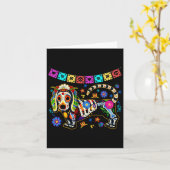 Schedel Skull Mexicaanse Dachshund Bot Halloween D Kaart (Gele Bloem)
