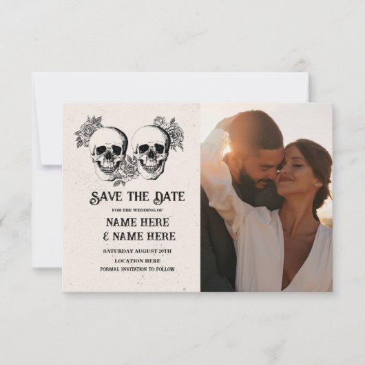 Schedel Skull Save The Date foto gotische Hallowee (Voorkant)