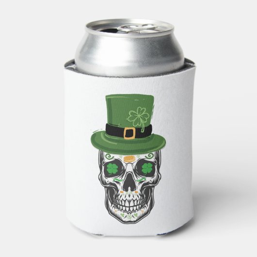 Schedel Skull St Patrick Dag Leprechaun Shamrock Blikjeskoeler (Blikje Voorkant)