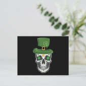 Schedel Skull St Patrick Dag Leprechaun Shamrock Briefkaart (Staand voorkant)