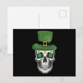 Schedel Skull St Patrick Dag Leprechaun Shamrock Briefkaart (Voorkant / Achterkant)
