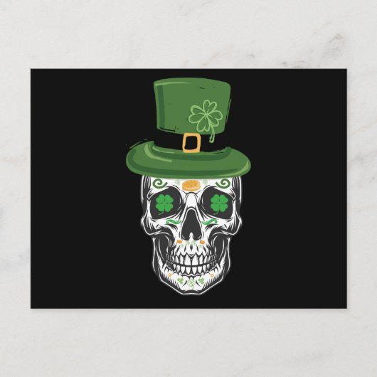 Schedel Skull St Patrick Dag Leprechaun Shamrock Briefkaart (Voorkant)