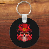 Schedel Skull Valentijn Cupido Rode Rozen Koppels Sleutelhanger (Voorkant)