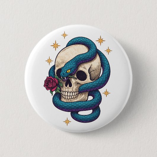 Schedel Slang Ronde Button 5,7 Cm (Voorkant)