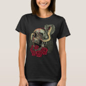 Schedel Snake Rozen Enge Horror T-shirt (Voorkant)