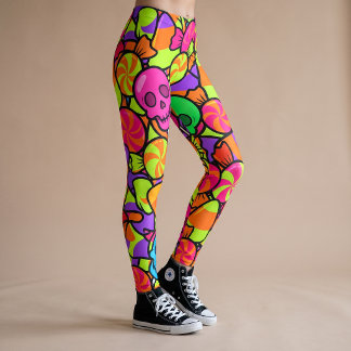 Schedel Snoep Patroon Halloween Leggings Yoga Broe