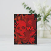 Schedel Specters Rode werveling 'Boo!' briefkaart (Staand voorkant)