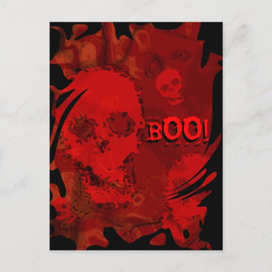 Schedel Specters Rode werveling 'Boo!' briefkaart (Voorkant)