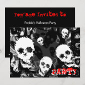 Schedel Spectres B&W rode 'Feest' uitnodiging (Voorkant / Achterkant)