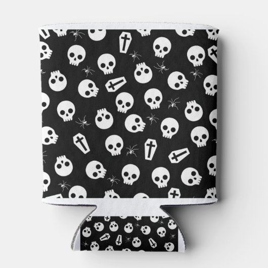 Schedel, spin en borst - Halloween patroon Blikjeskoeler (Achterkant)