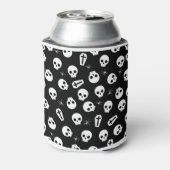 Schedel, spin en borst - Halloween patroon Blikjeskoeler (Blikje Achterkant)
