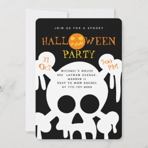 Schedel Spoky Halloween Kinderfeestje  Kaart