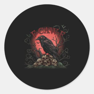 Schedel stapel raaf F-caw-f Halloween T-shirt  Ronde Sticker