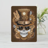 Schedel Steampunk Voodoo Retro Machine Kaart (Staand voorkant)