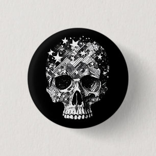 Schedel & Sterren IV Ronde Button 3,2 Cm