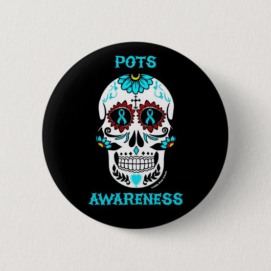 Schedel Suiker/Bewustzijn...POTS Ronde Button 5,7 Cm (Voorkant)