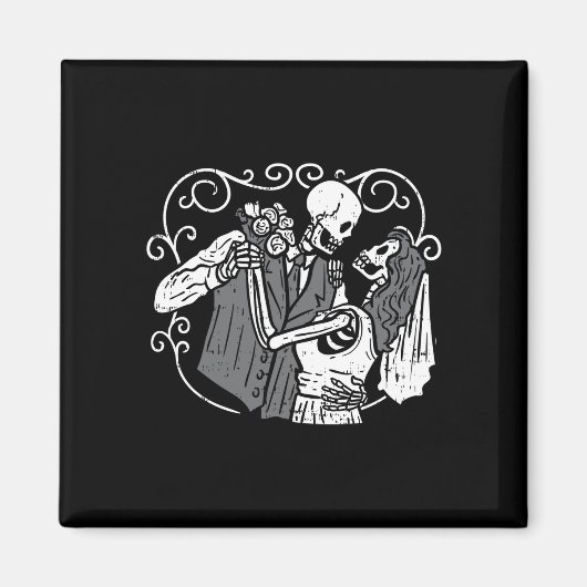 Schedel suiker bruidegom bruid grappig dia muertos magneet (Voorkant)