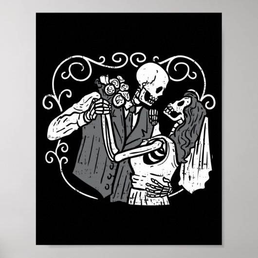 Schedel suiker bruidegom bruid grappig dia muertos poster (Voorkant)