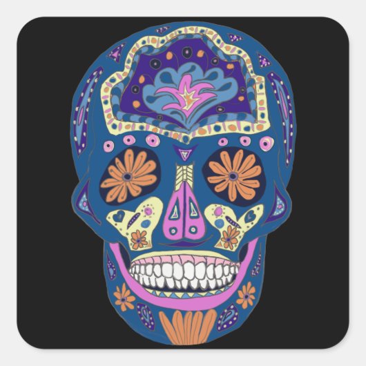 Schedel Suiker Design Vierkante Sticker (Voorkant)