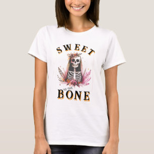 Schedel Suiker Halloween Zoet tot op het Bot T-Shi T-shirt