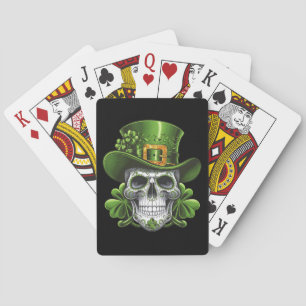 Schedel Suiker St Patrick's Day Klaver Pokerkaarten