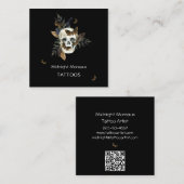 Schedel Tattoo Artiest QR Code Botanical Vierkante Visitekaartje (Voorkant / Achterkant)