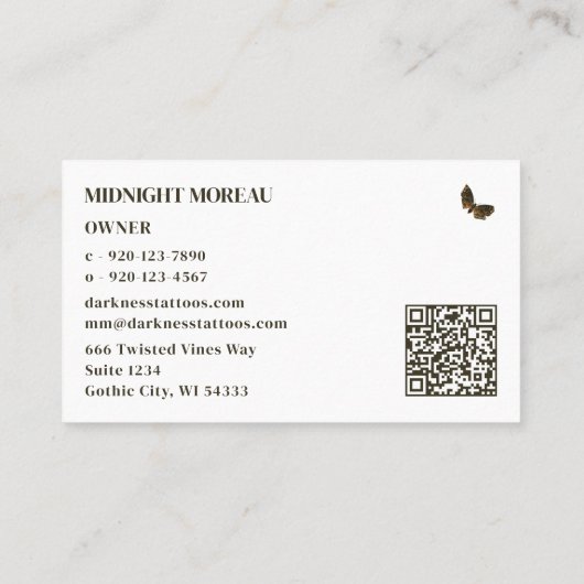 Schedel Tattoo Artist QR Code Visitekaartje (Achterkant)