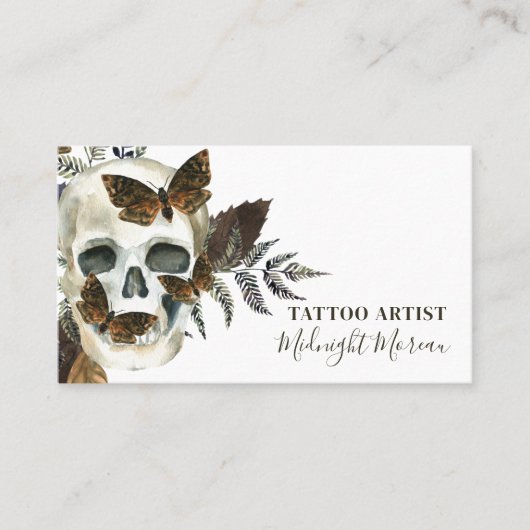 Schedel Tattoo Artist QR Code Visitekaartje (Voorkant)
