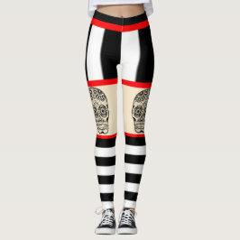 Schedel Tattoo Gestreepte Leggings