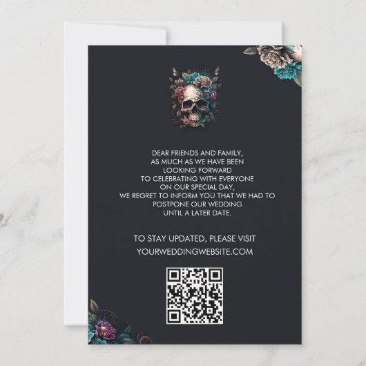 Schedel Tattoo Gotische bruiloft Update Annulering Kaart (Achterkant)
