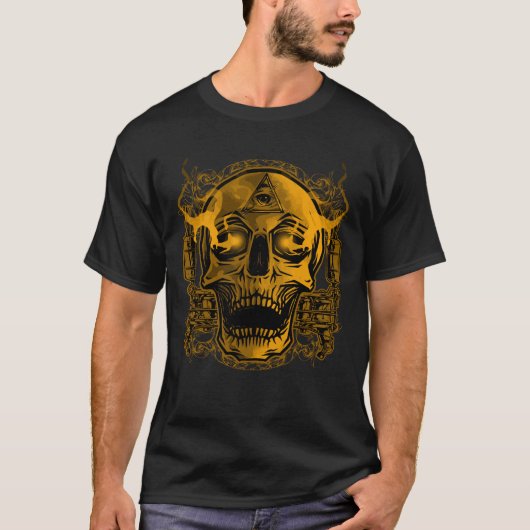 Schedel Tattoo Illustratie T-shirt (Voorkant)