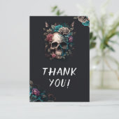 Schedel Tattoo Rock en Roll Gotische bruiloft Bedankkaart (Staand voorkant)
