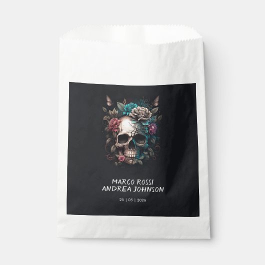 Schedel Tattoo Rock en Roll Gotische bruiloft Bedankzakje (Voorkant)