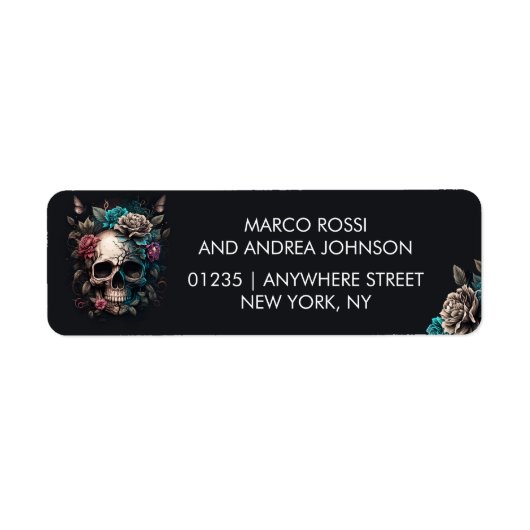Schedel Tattoo Rock en Roll Gotische bruiloft Etiket (Voorkant)