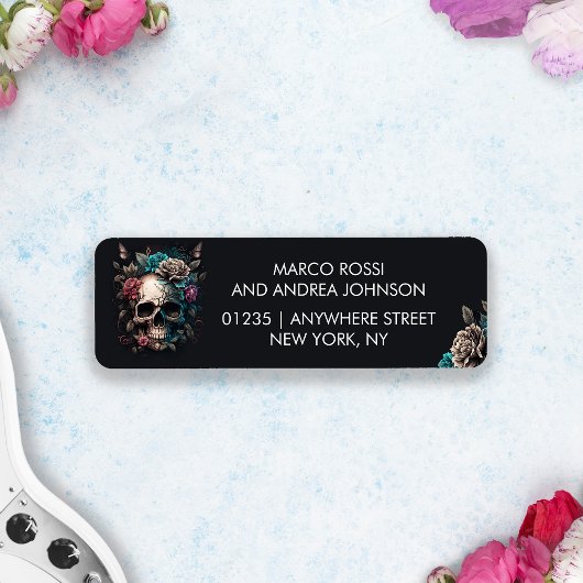 Schedel Tattoo Rock en Roll Gotische bruiloft Etiket