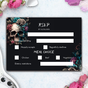 Schedel Tattoo Rock en Roll Gotische bruiloft RSVP Kaartje