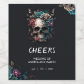 Schedel Tattoo Rock en Roll Gotische bruiloft Wijn Etiket (Enkel label)