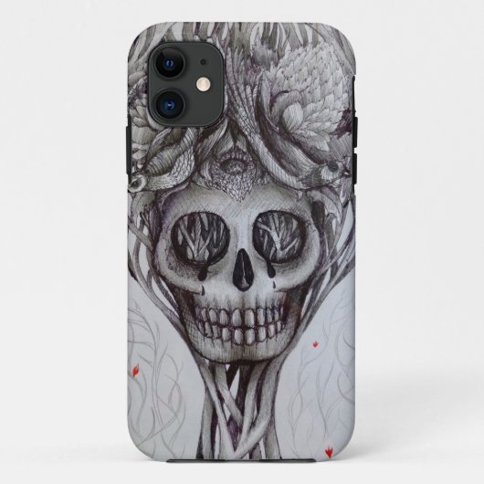 schedel tattoo stijl iPhoneboomwortel Case-Mate iPhone Case (Achterkant)
