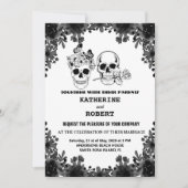 Schedel Trouw Halloween Suiker Gotische Bloem Kaart (Voorkant)