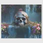 Schedel tussen watervallen en bloemen cadeaupapier (Vlak)