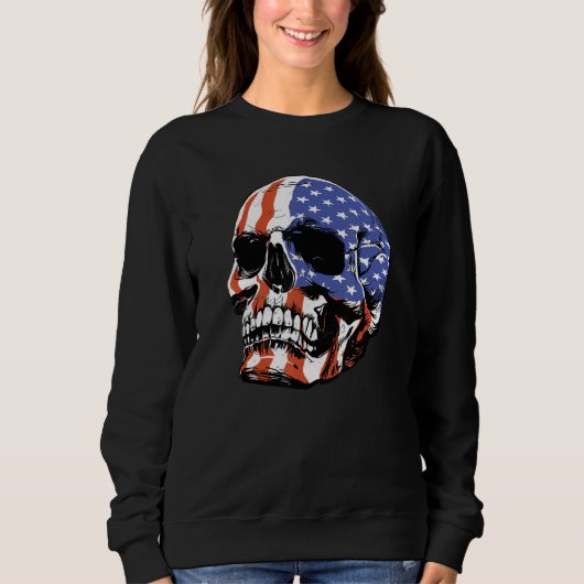 Schedel USA Vlag Amerika Trui (Voorkant)