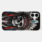 Schedel van een inheemse Amerikaanse Chief met hoo iPhone Hoesje (Achterkant horizontaal)