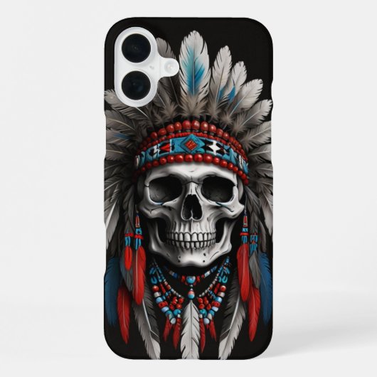 Schedel van een inheemse Amerikaanse Chief met hoo iPhone Hoesje (Achterkant)