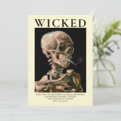 Schedel van een skelet fijn-kunst halloween uitnod kaart (Staand voorkant)